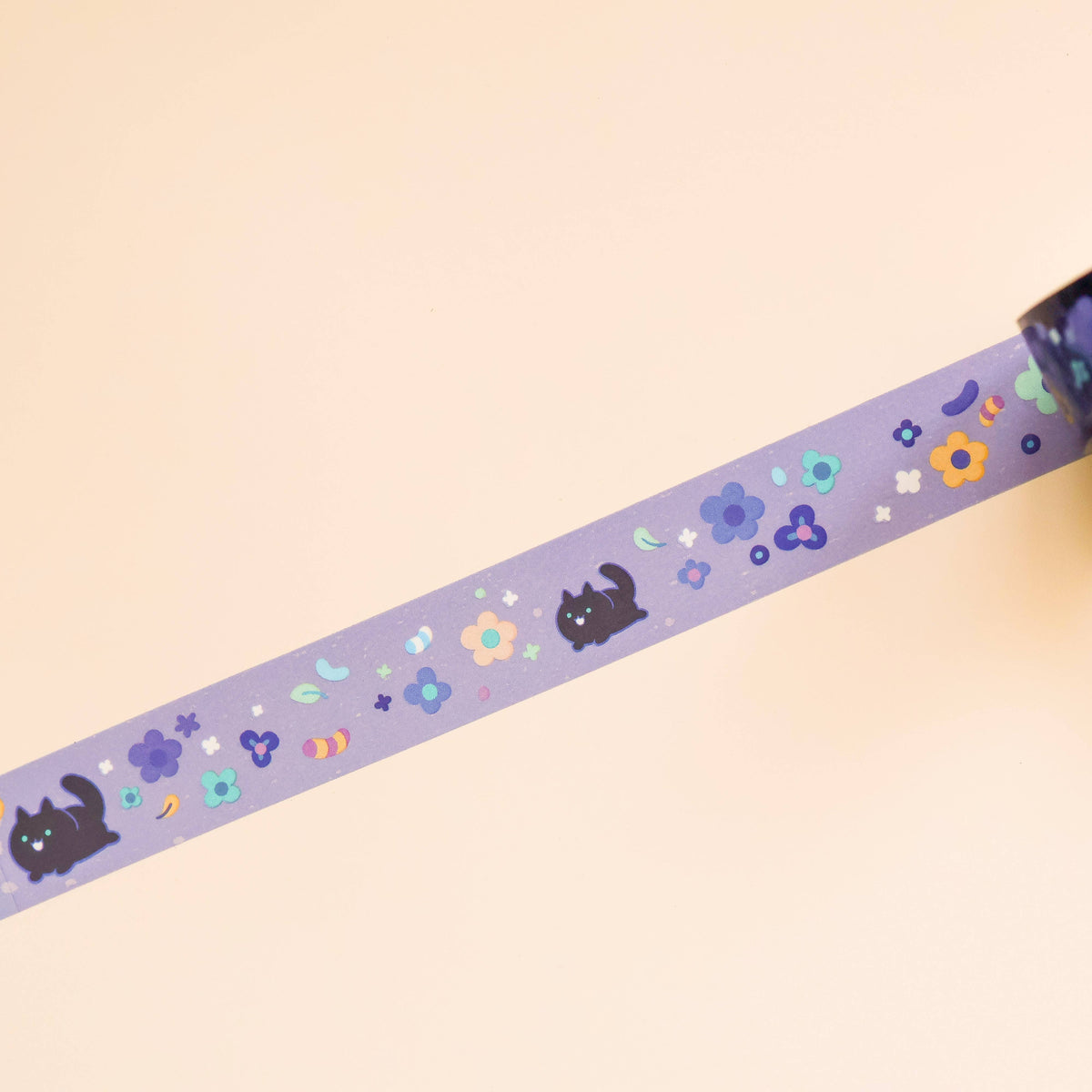 PET Tape (Transparent) Floral Black Cat