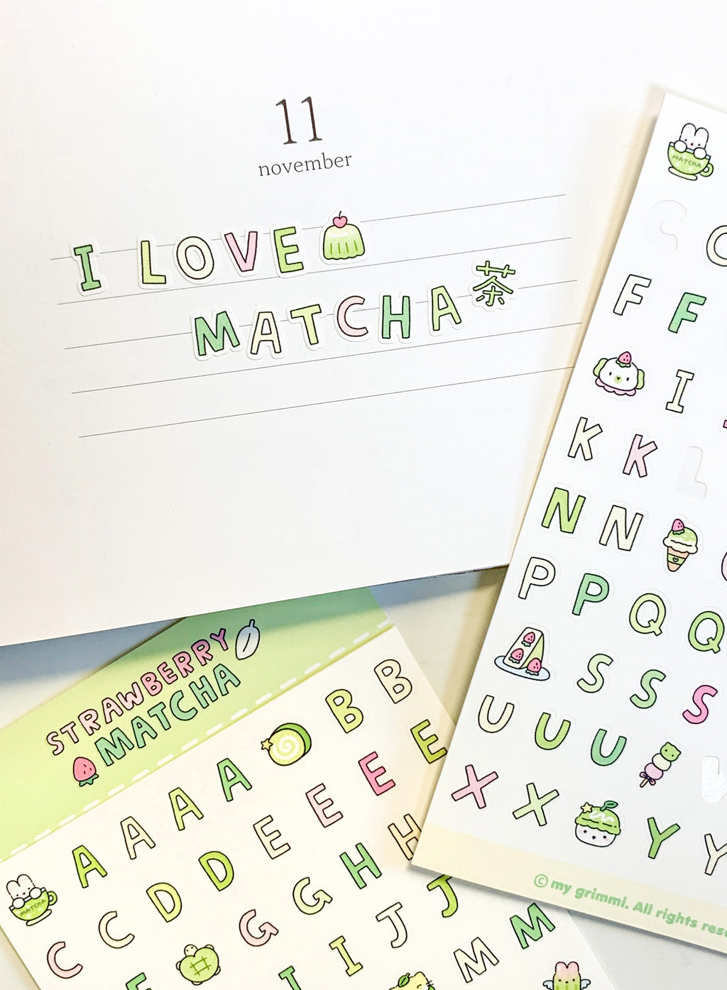 MyGrimmi - ABC Sticker Strawberry Matcha