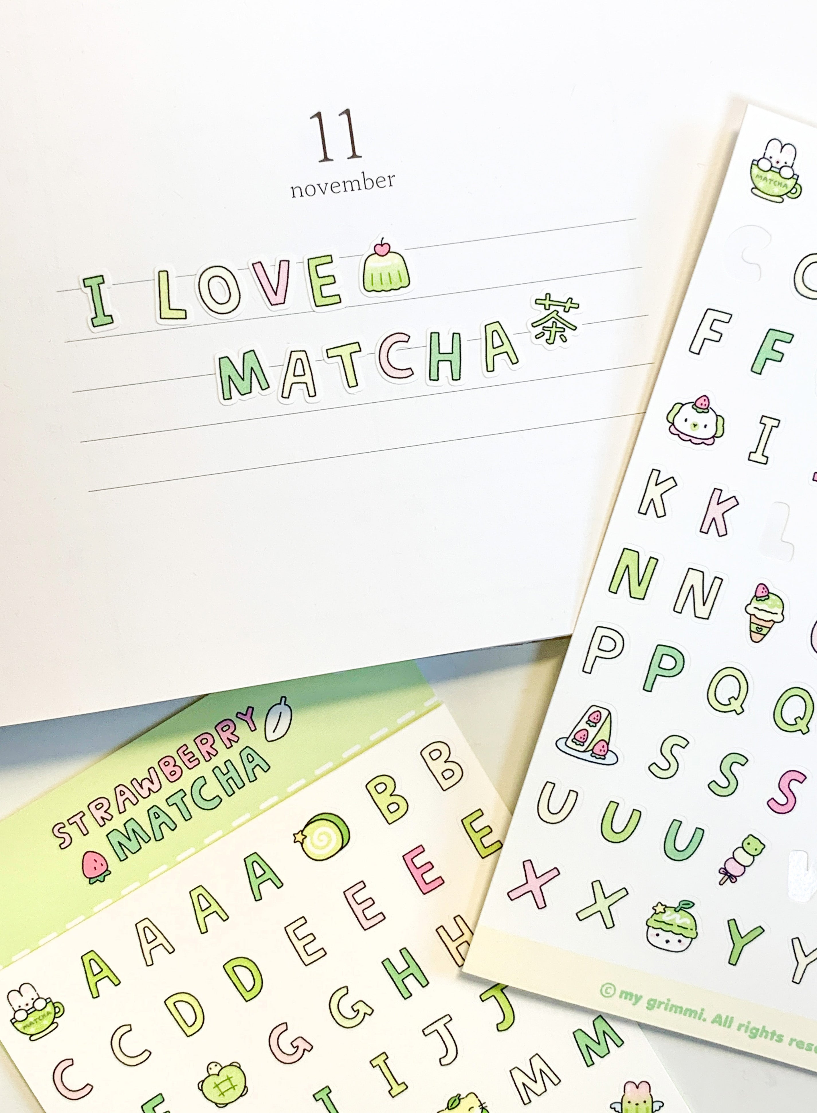 MyGrimmi - ABC Sticker Strawberry Matcha