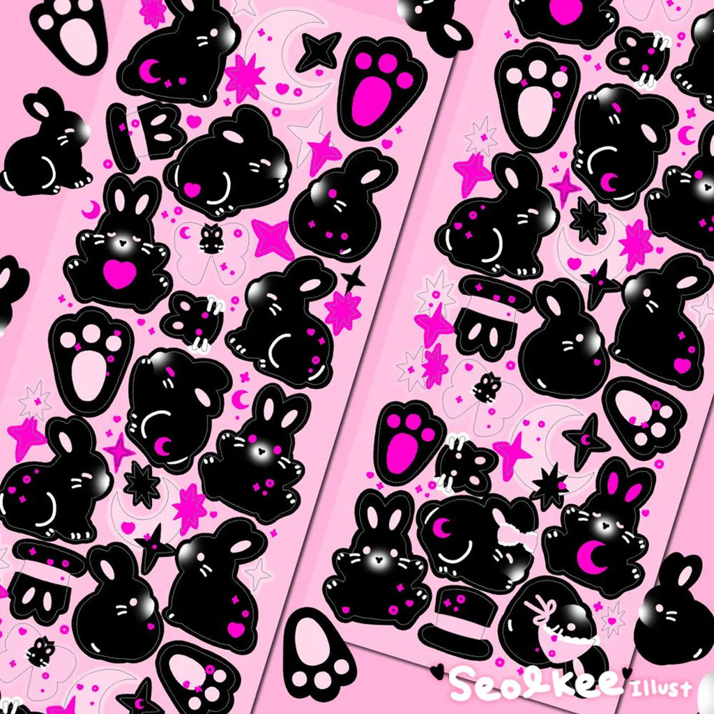 Seolkee Illust - Black Bunny Deco Sticker Sheet