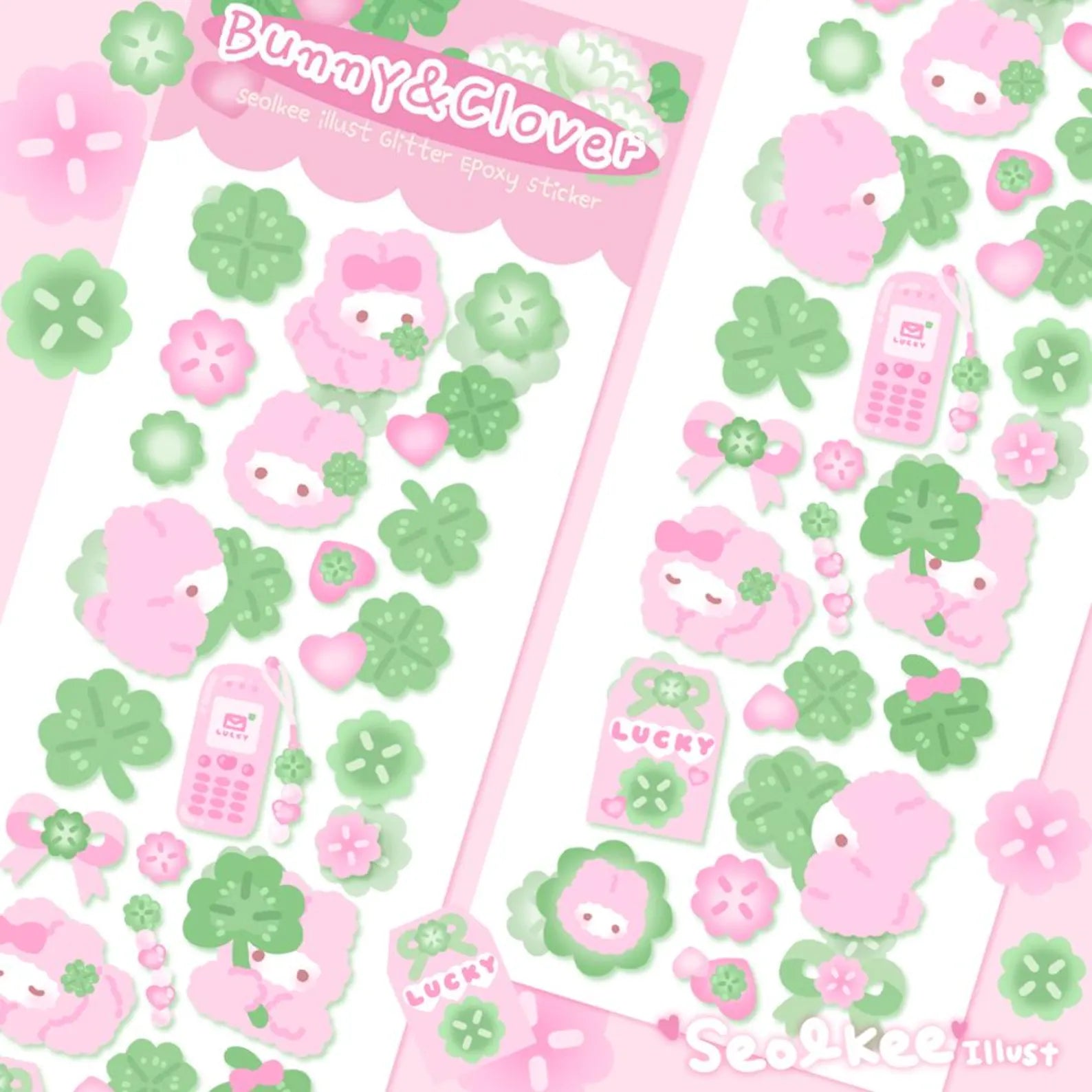 Seolkee Illust - Bunny and Clover Deco Epoxy Sticker Sheet
