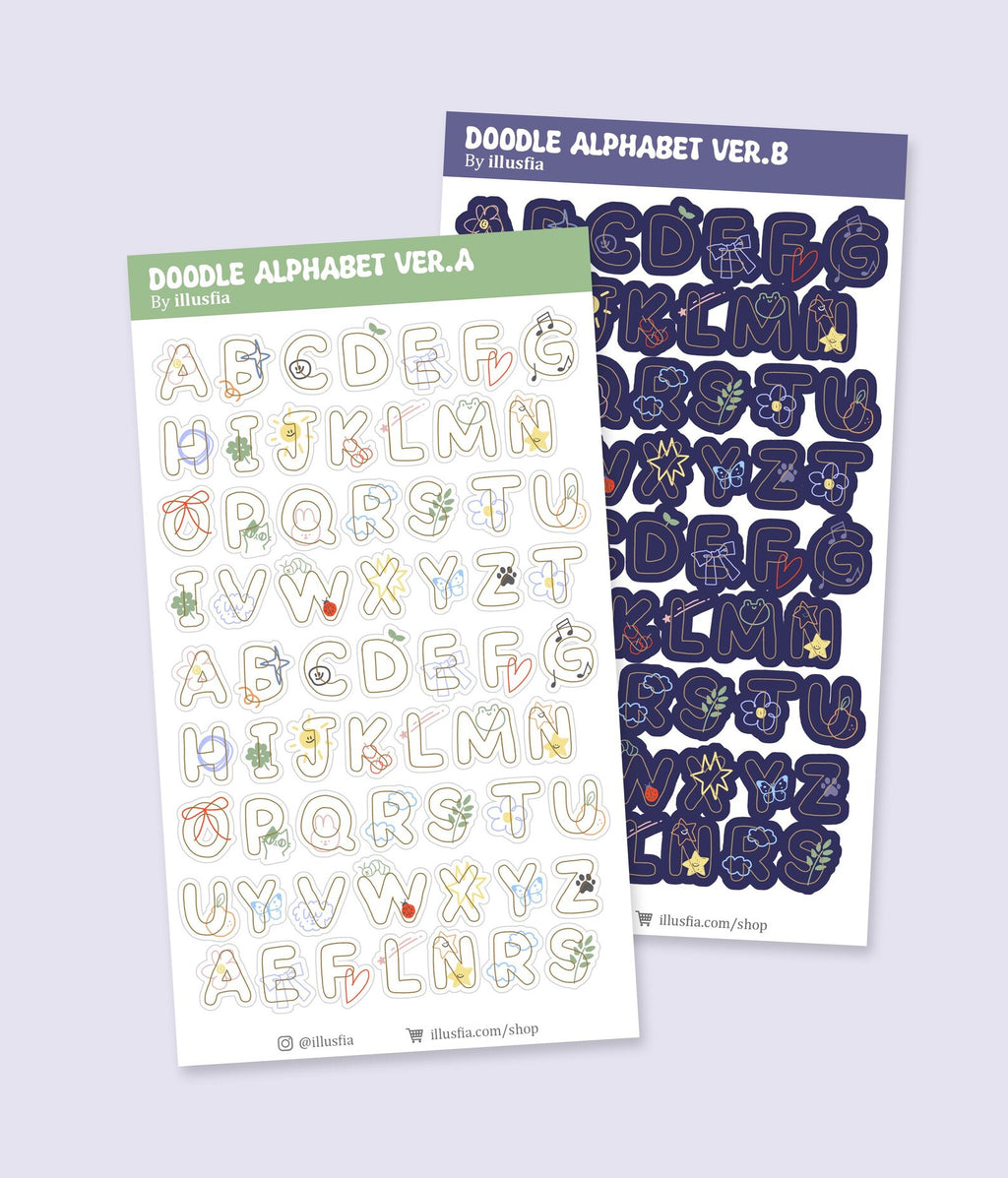 Illusfia - Doodle Alphabet Sticker Sheet