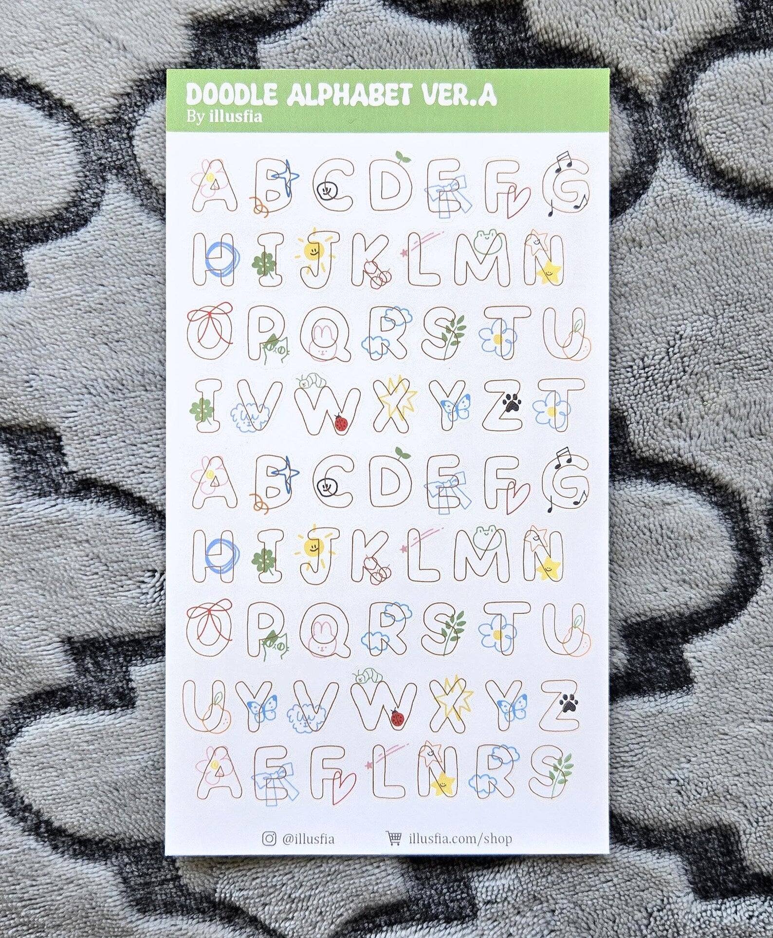 Illusfia - Doodle Alphabet Sticker Sheet
