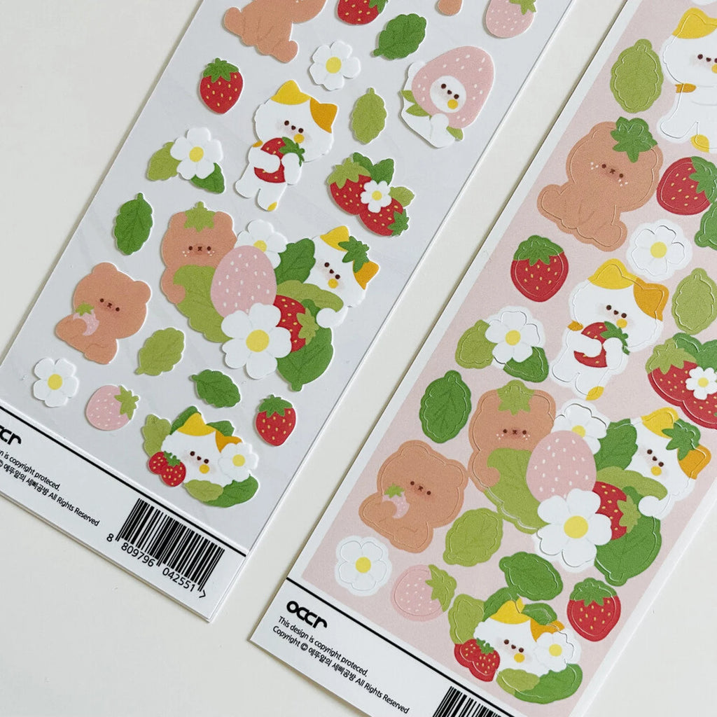 Eddur - Chiddu & Beddu strawberry Deco Sticker Sheet