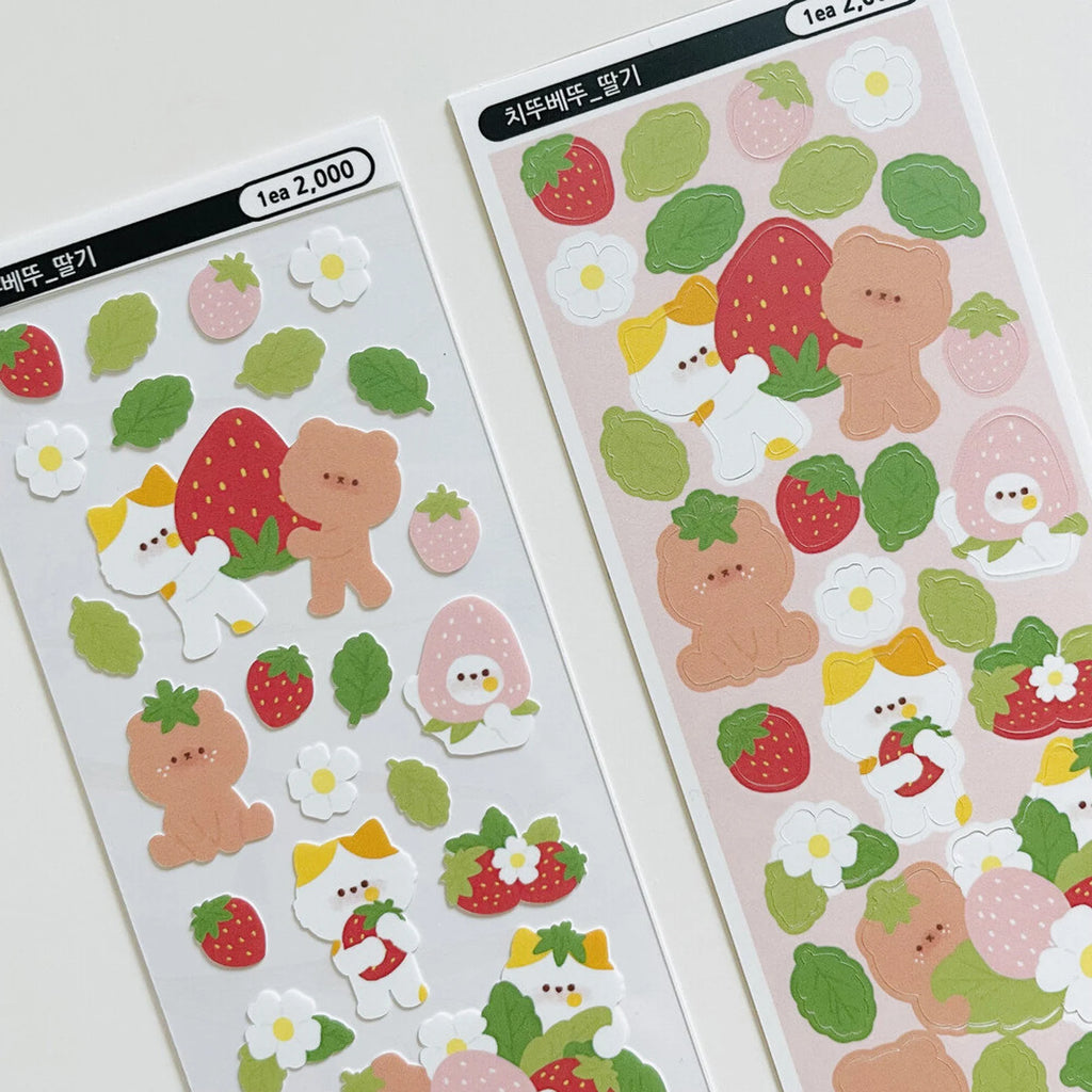 Eddur - Chiddu & Beddu strawberry Deco Sticker Sheet