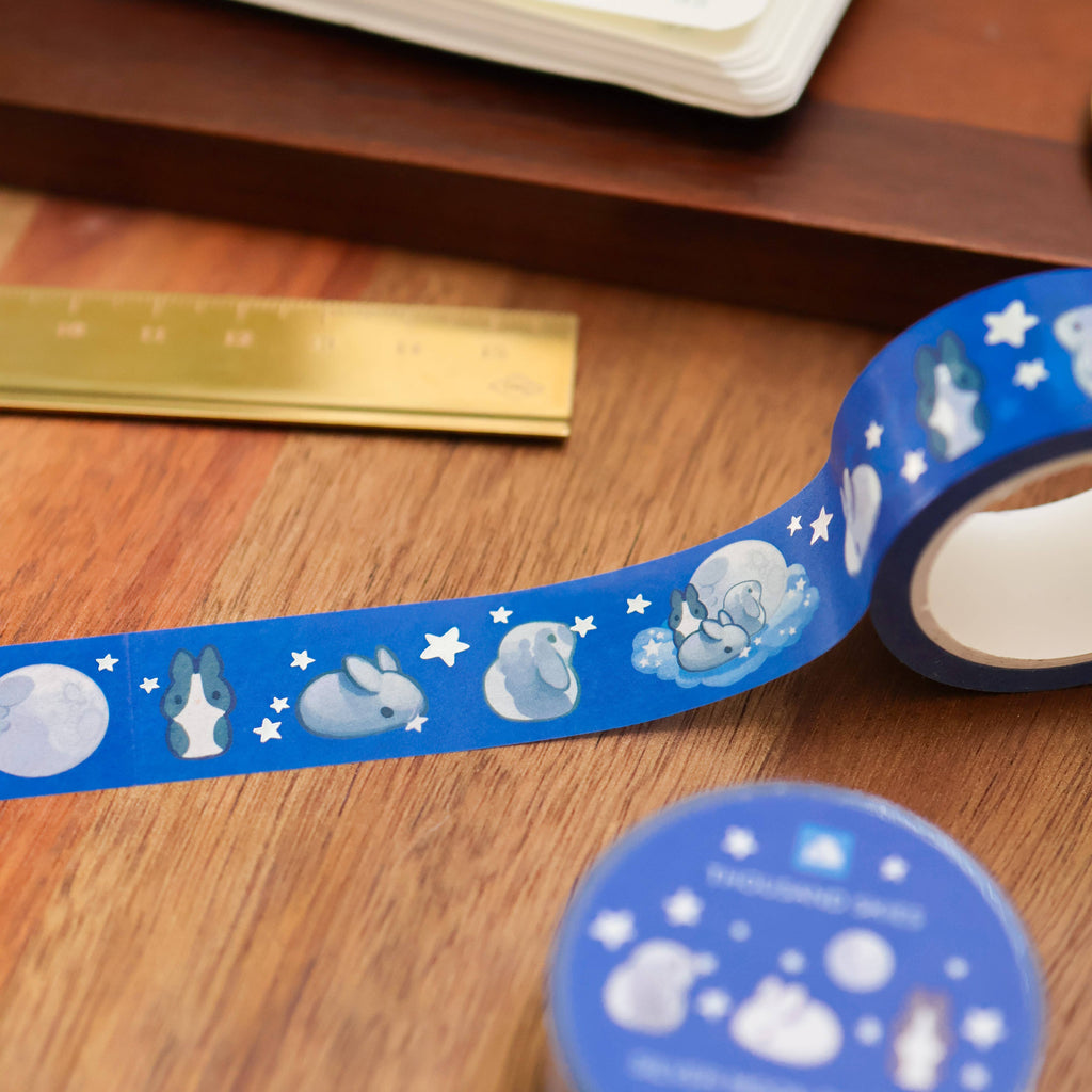 20mm Washi Tape - Silver Moon Rabbit