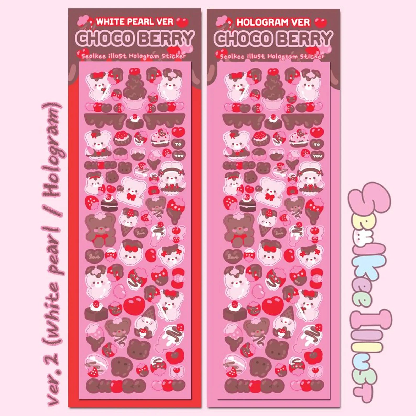 Seolkee Illust - Choco Berry Deco Sticker Sheet – Memoji Stationery