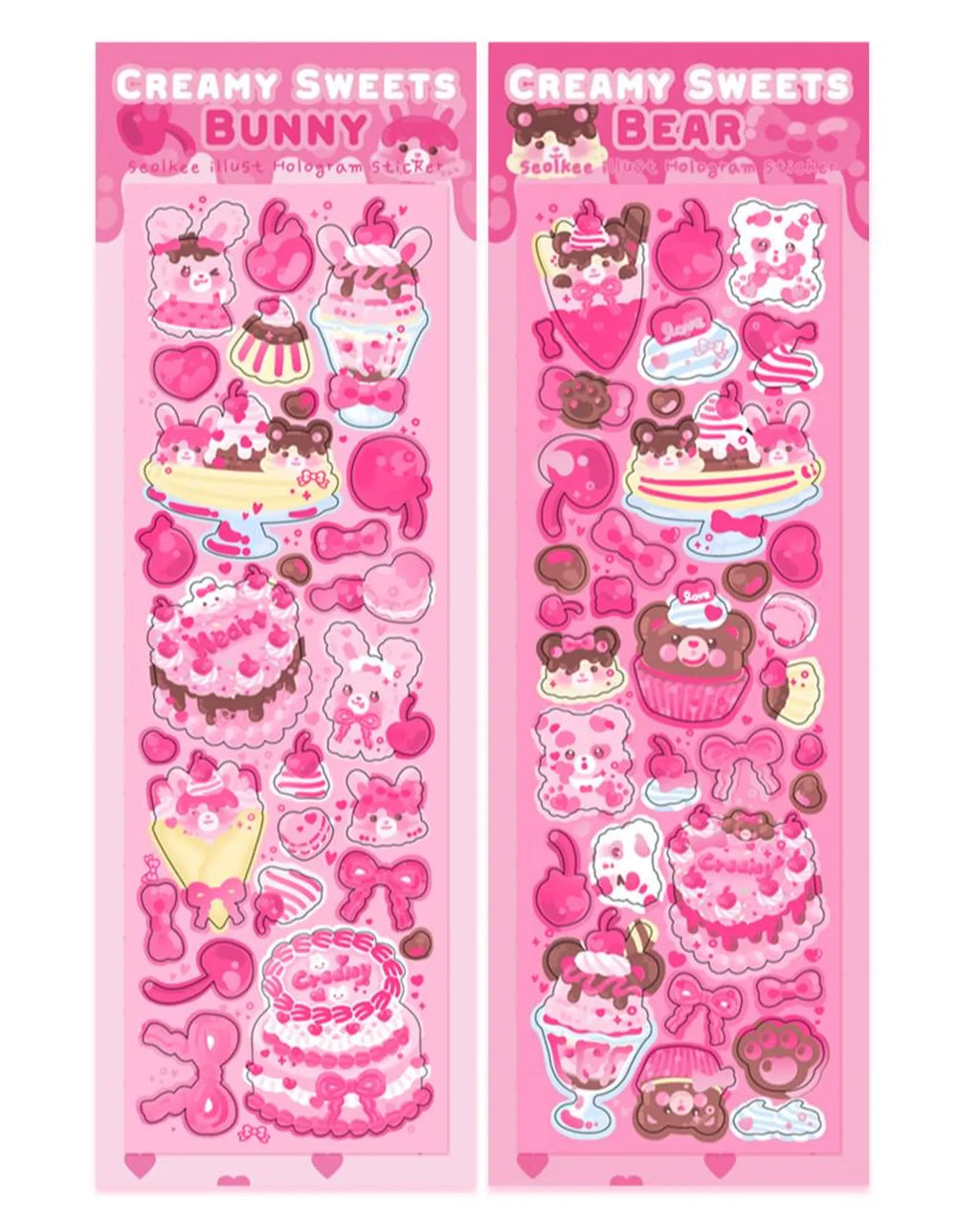 Seolkee Illust - Creamy Sweets Bear/Bunny Deco Sticker Sheet