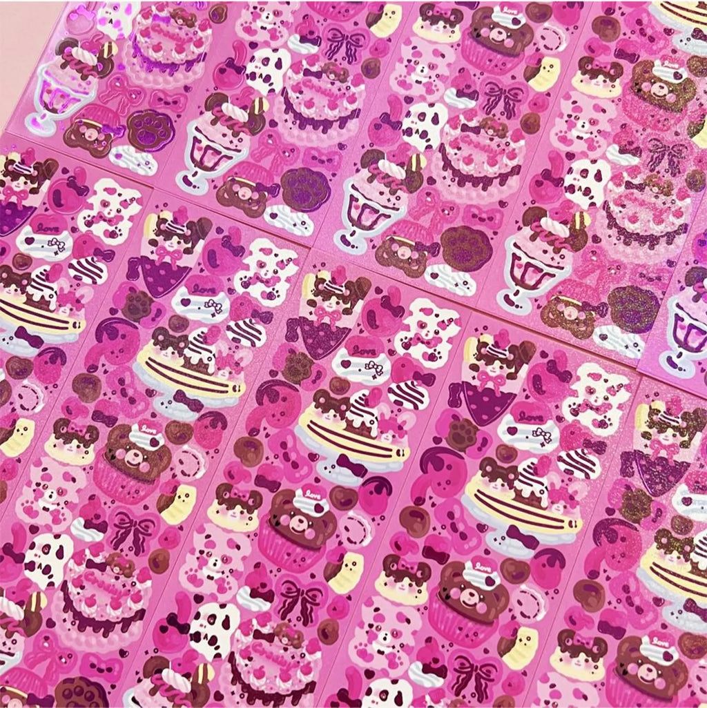Seolkee Illust - Creamy Sweets Bear/Bunny Deco Sticker Sheet