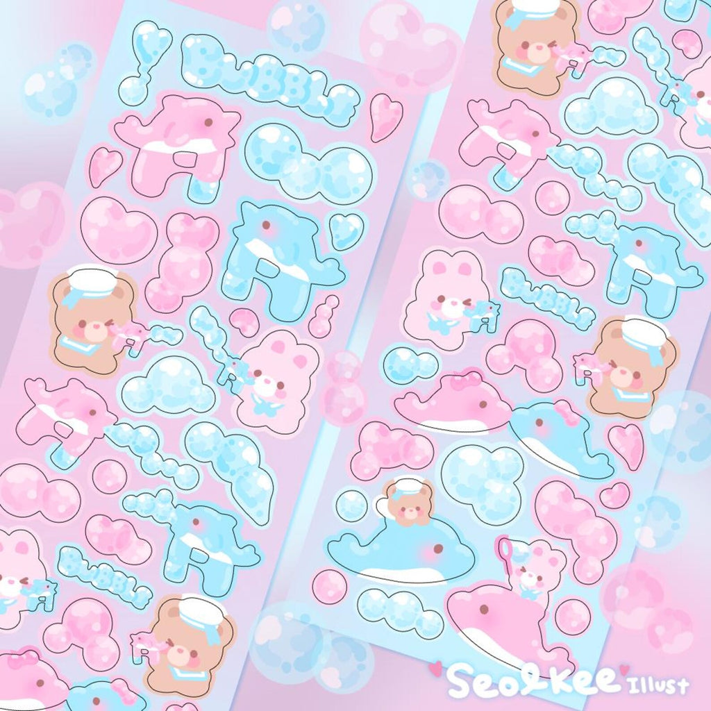 Seolkee Illust - Dolphin Bubble Deco Sticker Sheet