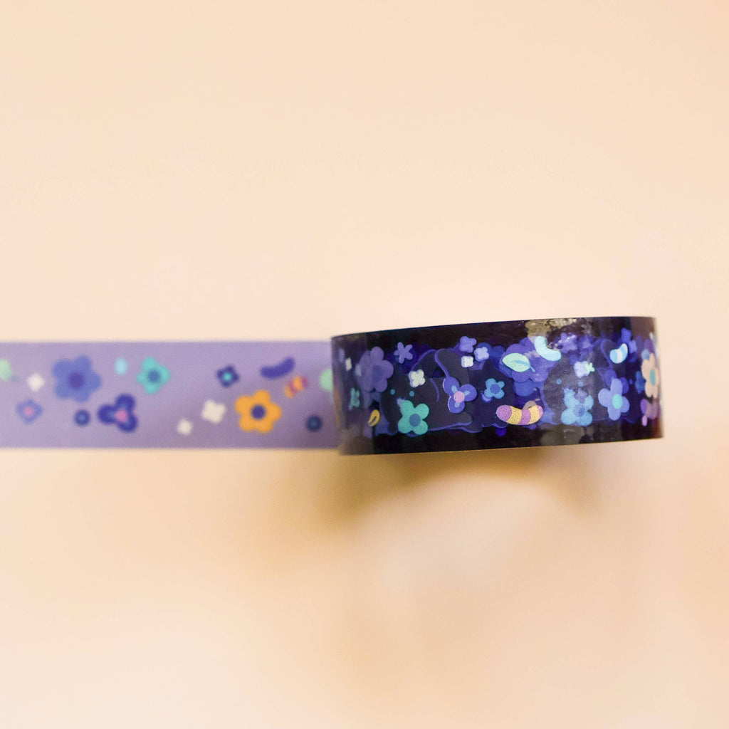 PET Tape (Transparent) Floral Black Cat