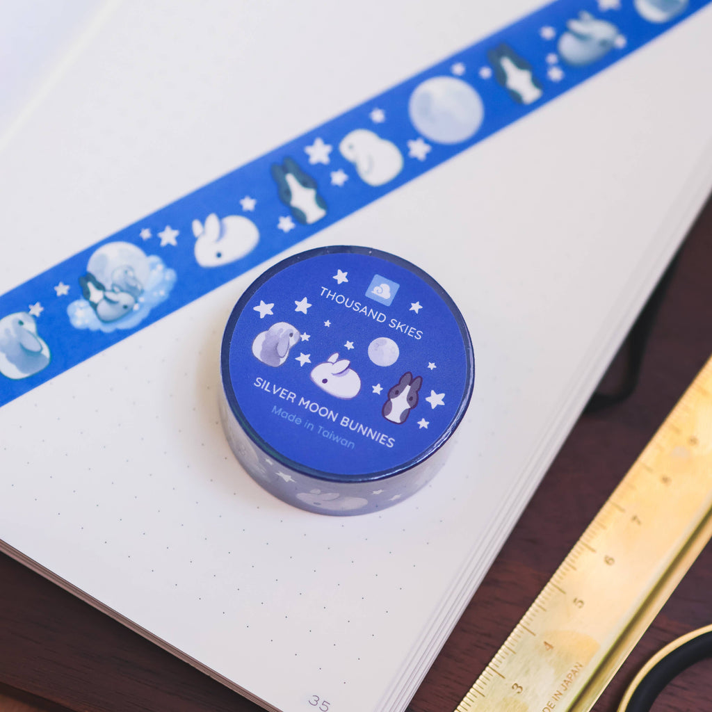 20mm Washi Tape - Silver Moon Rabbit