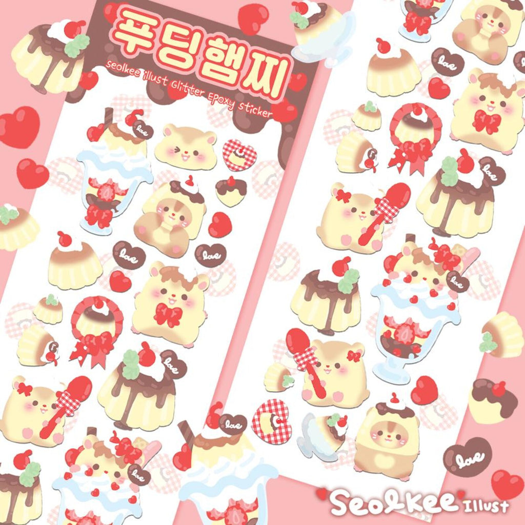 Seolkee Illust - Pudding Hamster Deco Epoxy Sticker Sheet
