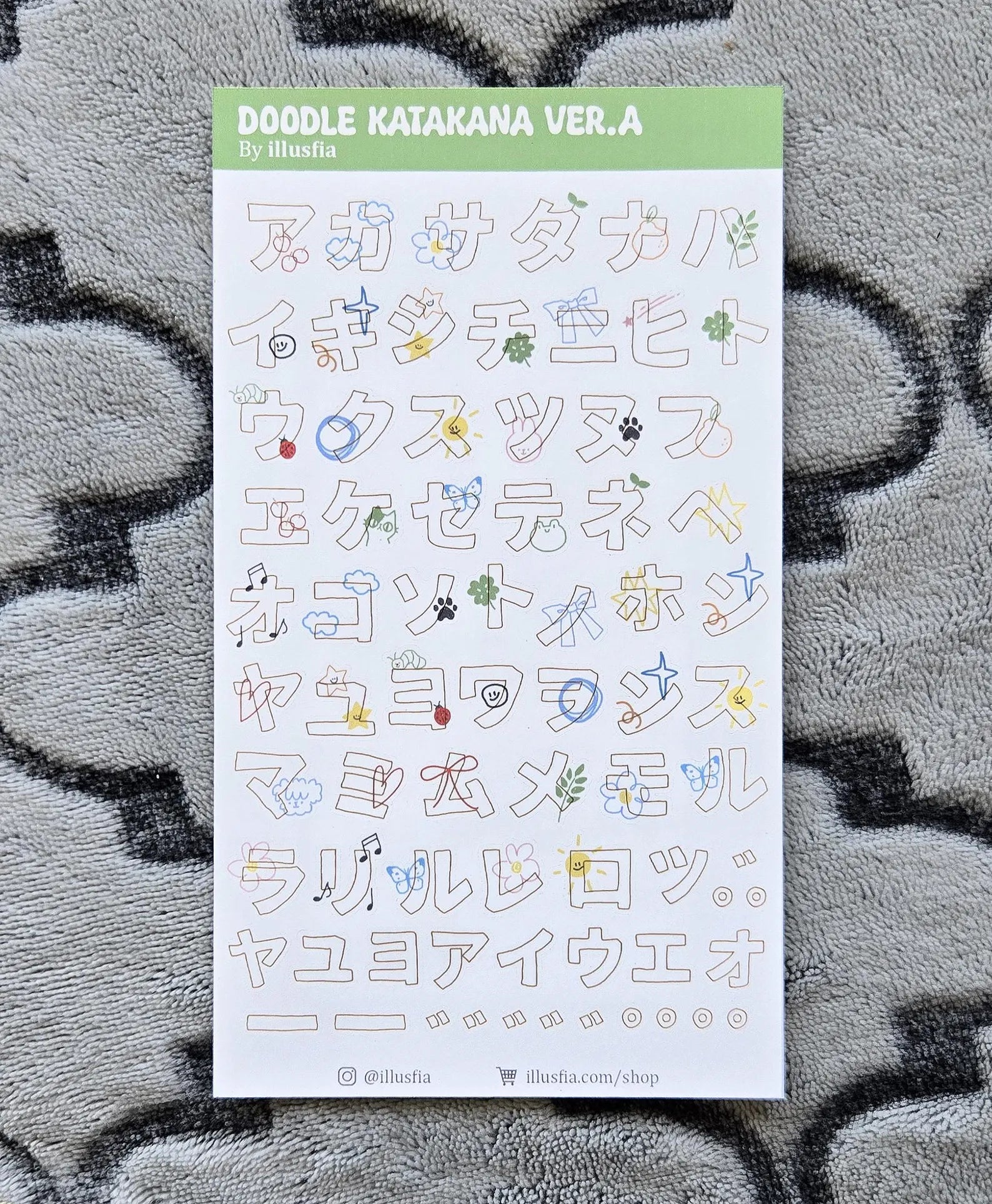 Illusfia - Doodle Japanese Katakana Sticker Sheet