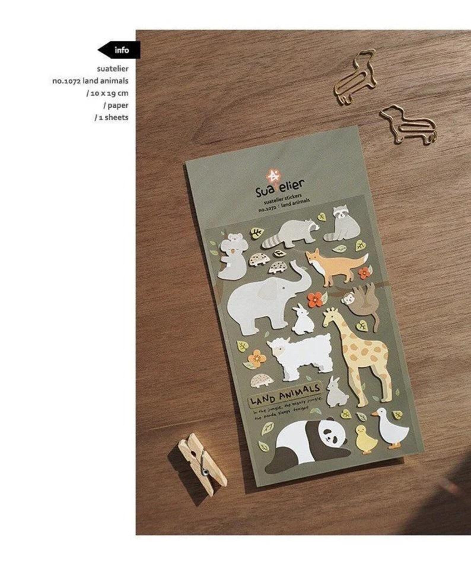 Suatelier - Land Animal Deco Sticker Sheet
