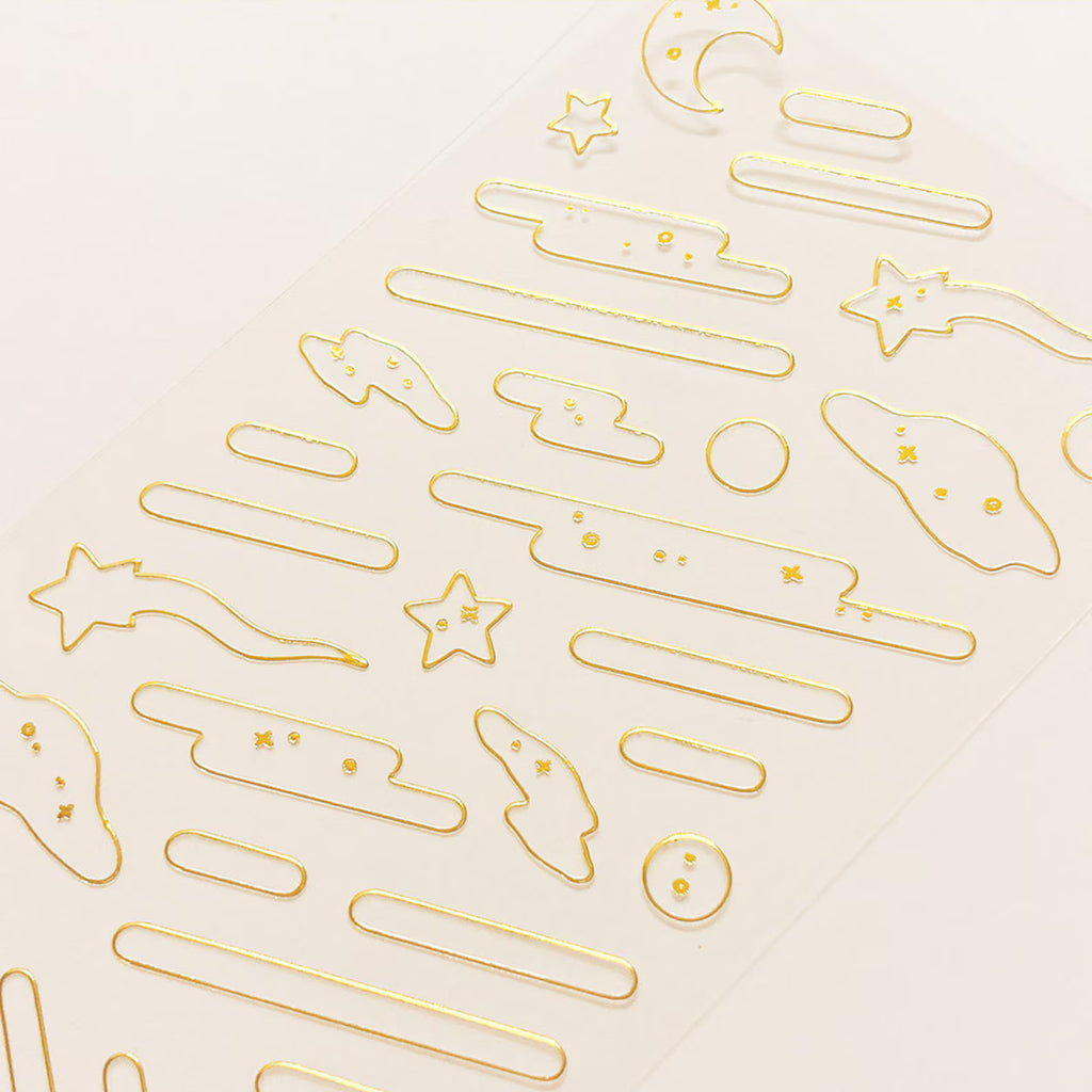 Mantabox - Transparent Falling Star Gold Deco Sticker Sheet