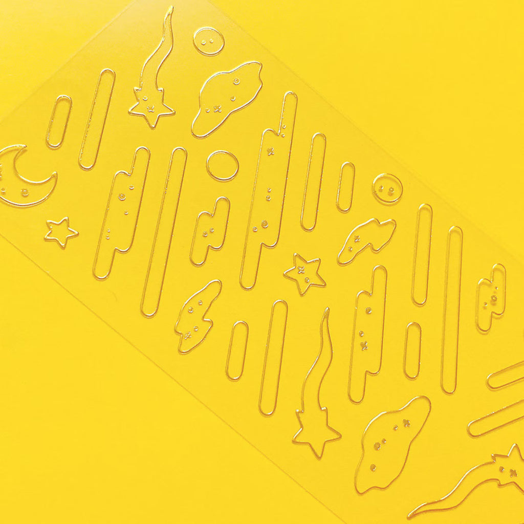 Mantabox - Transparent Falling Star Gold Deco Sticker Sheet