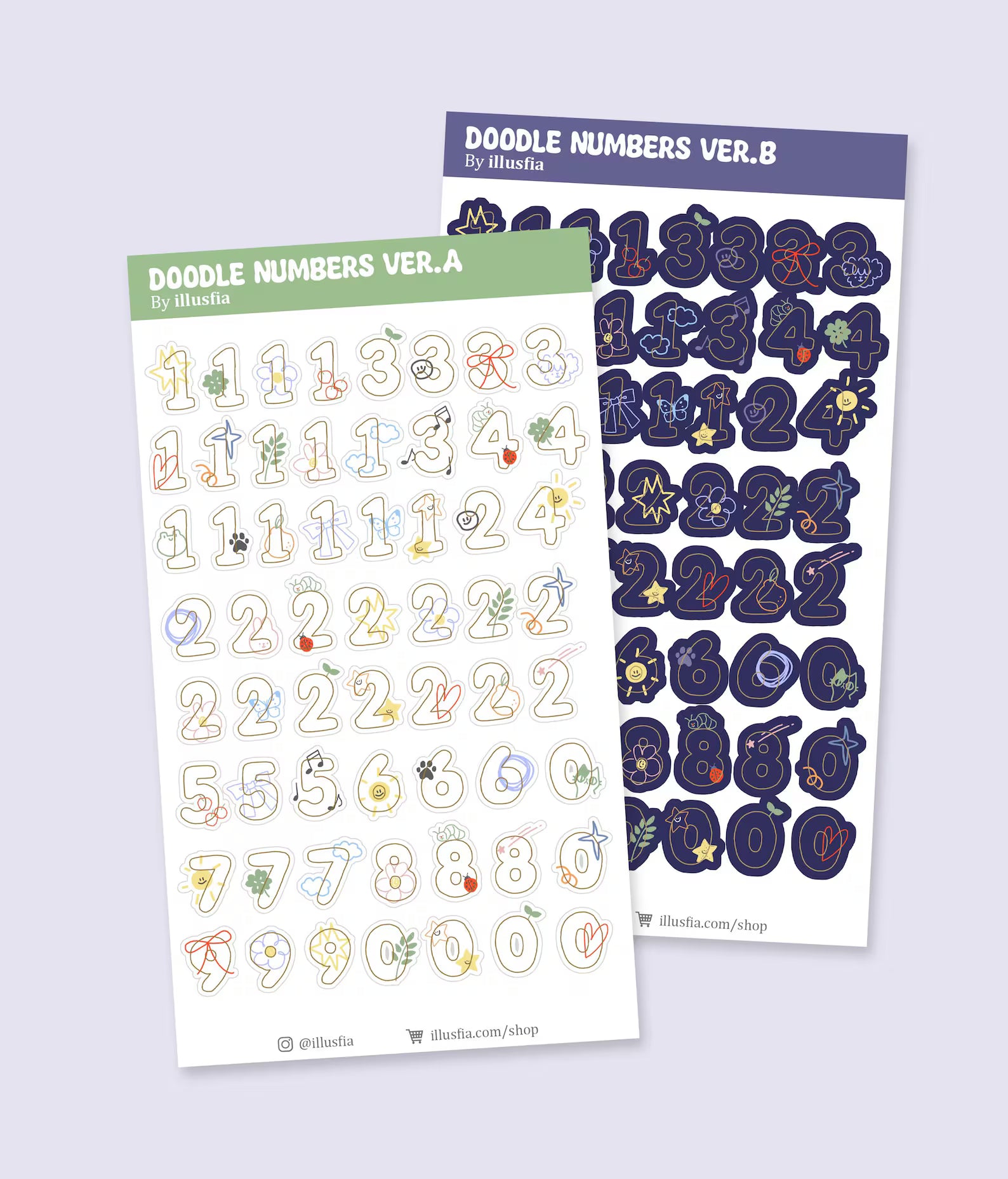 Illusfia - Doodle Number Sticker Sheet