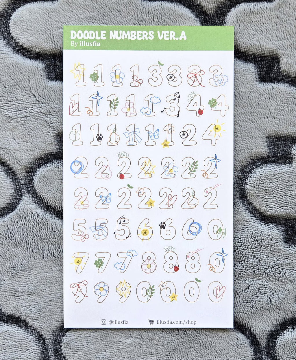 Illusfia - Doodle Number Sticker Sheet