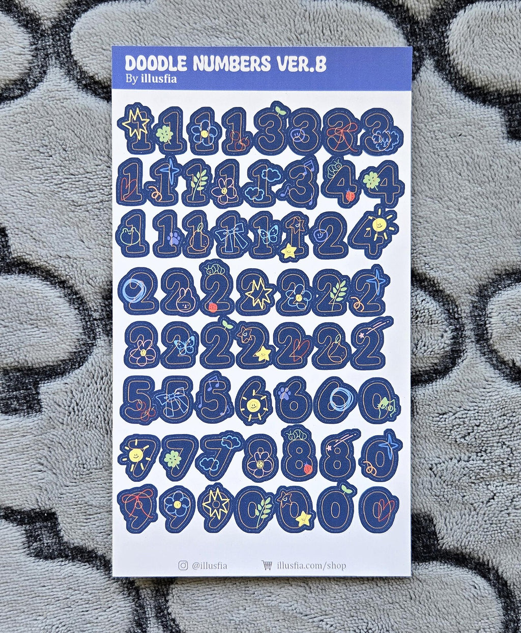 Illusfia - Doodle Number Sticker Sheet