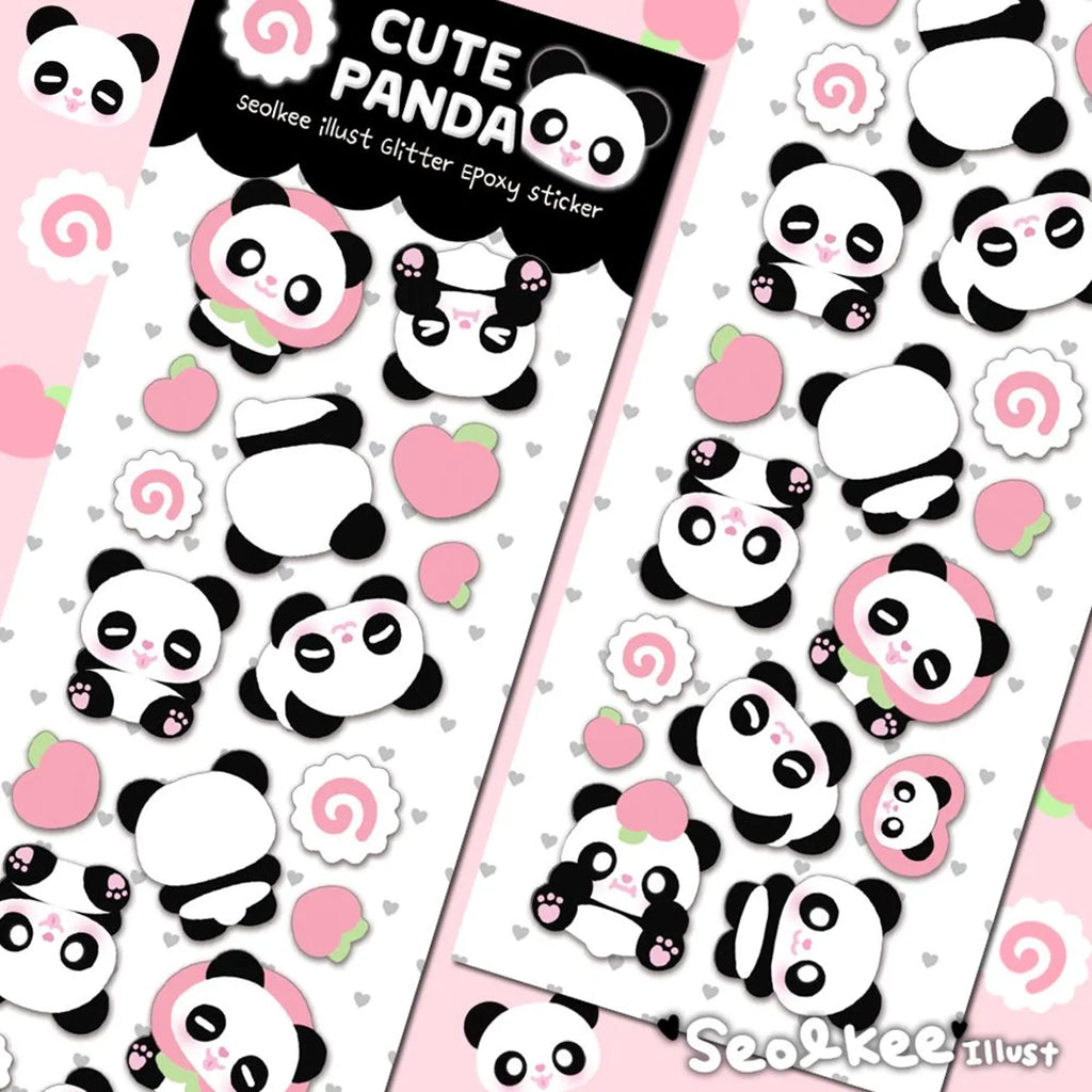Seolkee Illust - Cute Panda Deco Epoxy Sticker Sheet