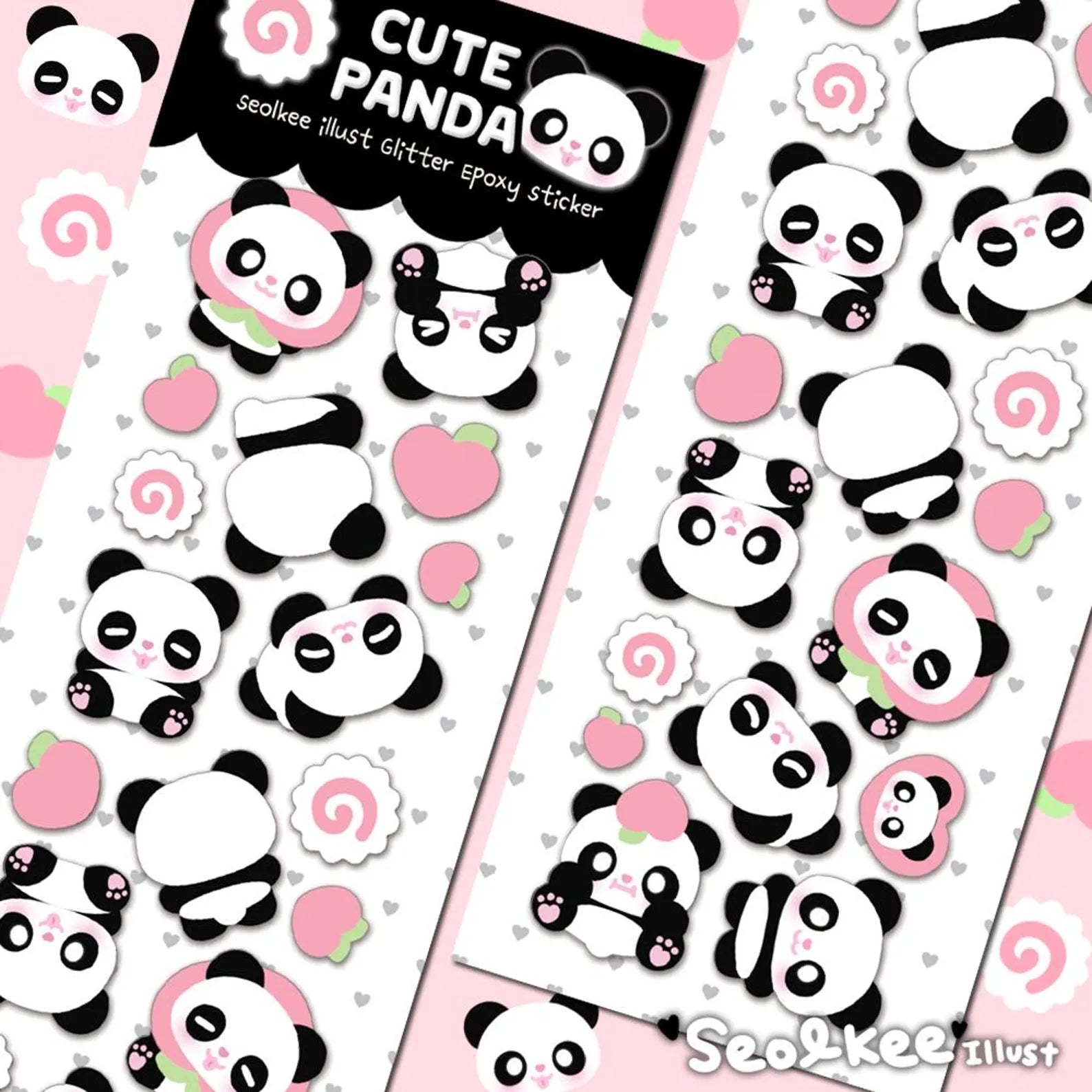 Seolkee Illust - Cute Panda Deco Epoxy Sticker Sheet