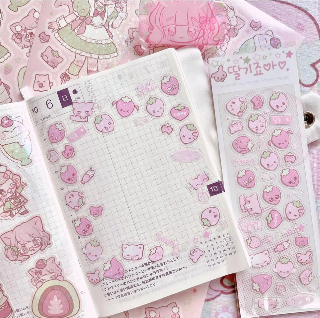 Seolkee Illust - I like Strawberries Deco Sticker Sheet
